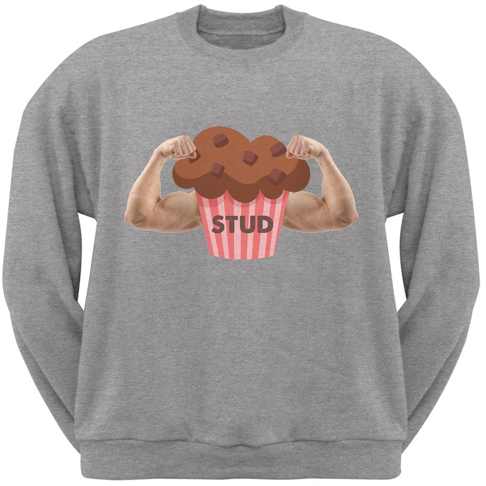 Stud Muffin Double Bicep Heather Grey Adult Crew Neck Sweatshirt Men's Sweatshirts Old Glory 2XL Grey