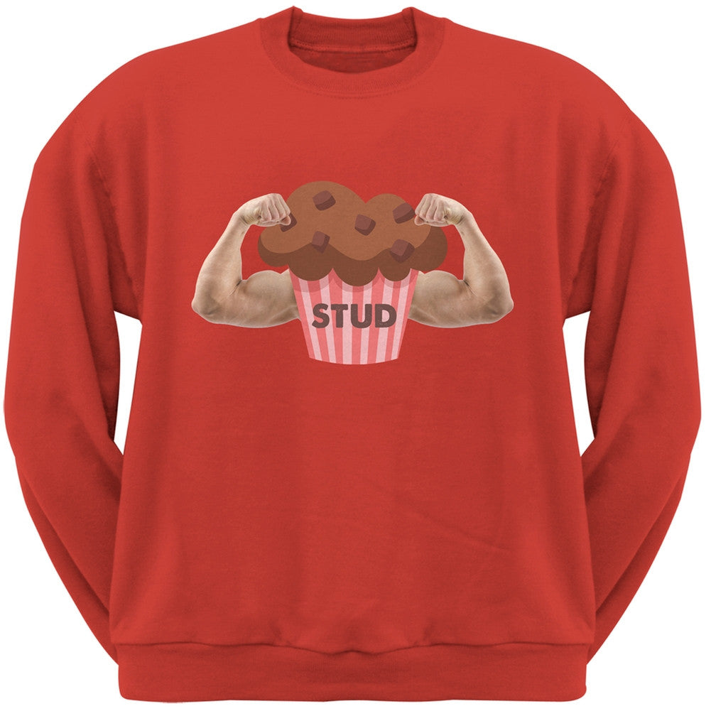 Stud Muffin Double Bicep Red Adult Crew Neck Sweatshirt Men's Sweatshirts Old Glory 2XL Red