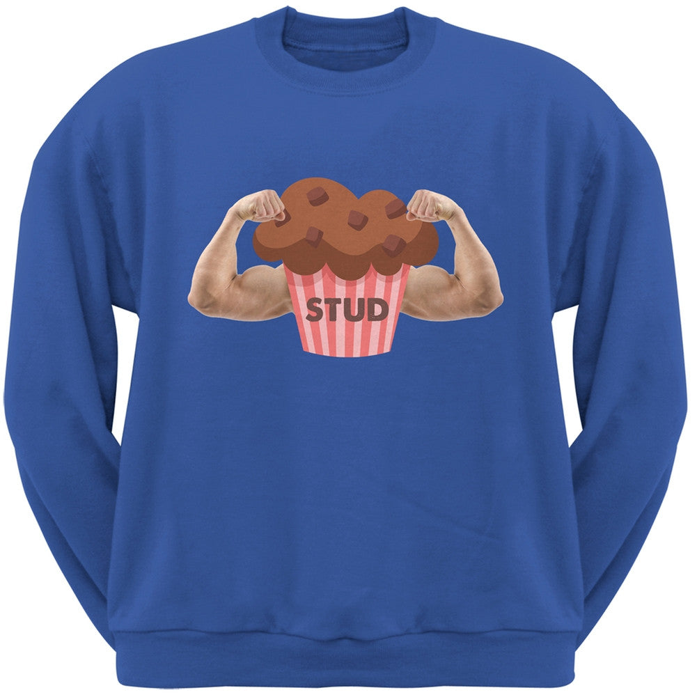 Stud Muffin Double Bicep Royal Adult Crew Neck Sweatshirt Men's Sweatshirts Old Glory 2XL Blue