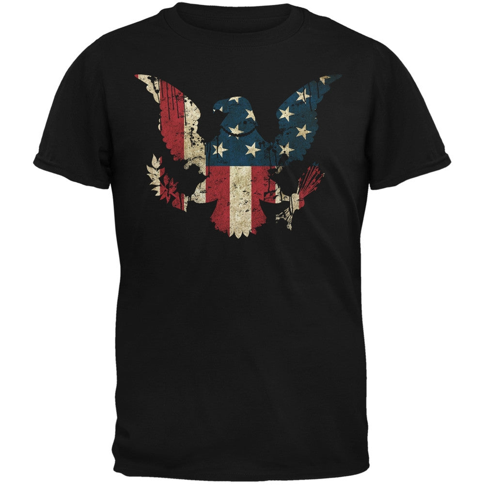 Eagle Distressed Flag Black Adult T-Shirt Men's T-Shirts Old Glory 2XL Black