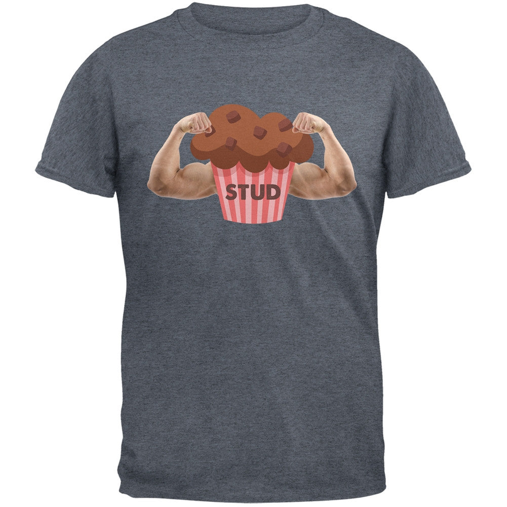 Stud Muffin Double Bicep Dark Heather Grey Adult T-Shirt Men's T-Shirts Old Glory 2XL Grey