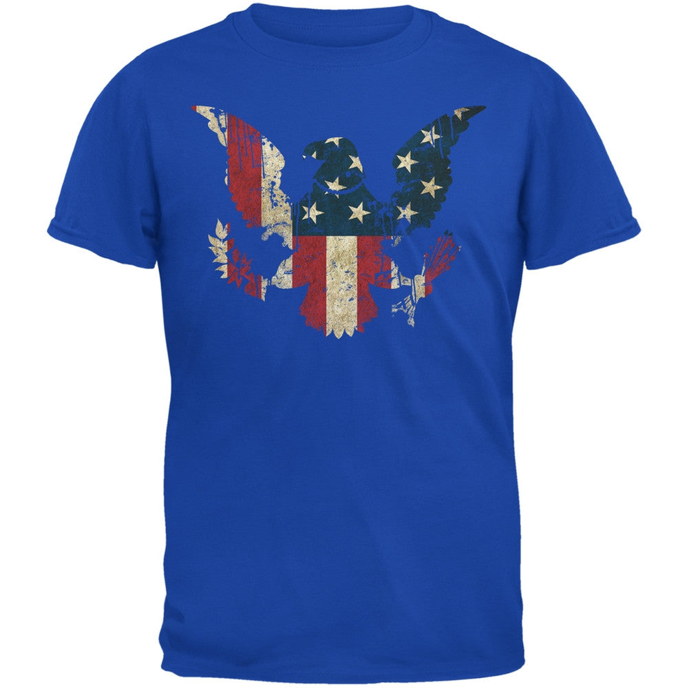 Eagle Distressed Flag Royal Adult T-Shirt Men's T-Shirts Old Glory 2XL Blue