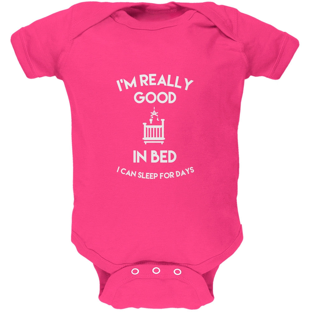 I'm Good In Bed Hot Pink Baby One Piece Baby One Piece Old Glory 0-3M Pink