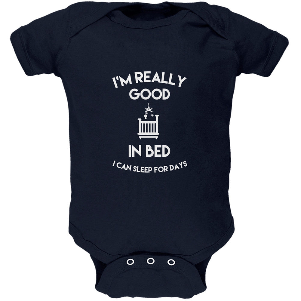 I'm Good In Bed Navy Baby One Piece Baby One Piece Old Glory 0-3M Blue