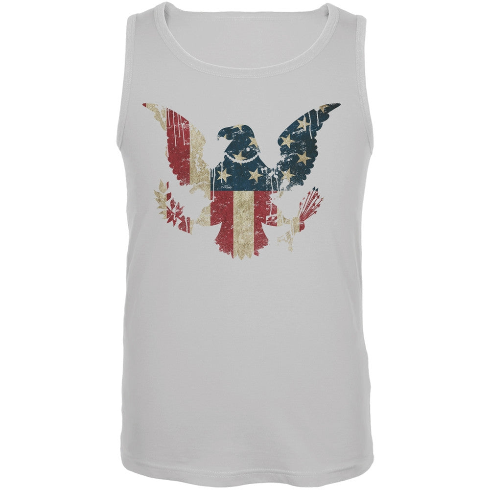 Eagle Distressed Flag White Adult Tank Top Men's Tank Tops Old Glory 2XL White