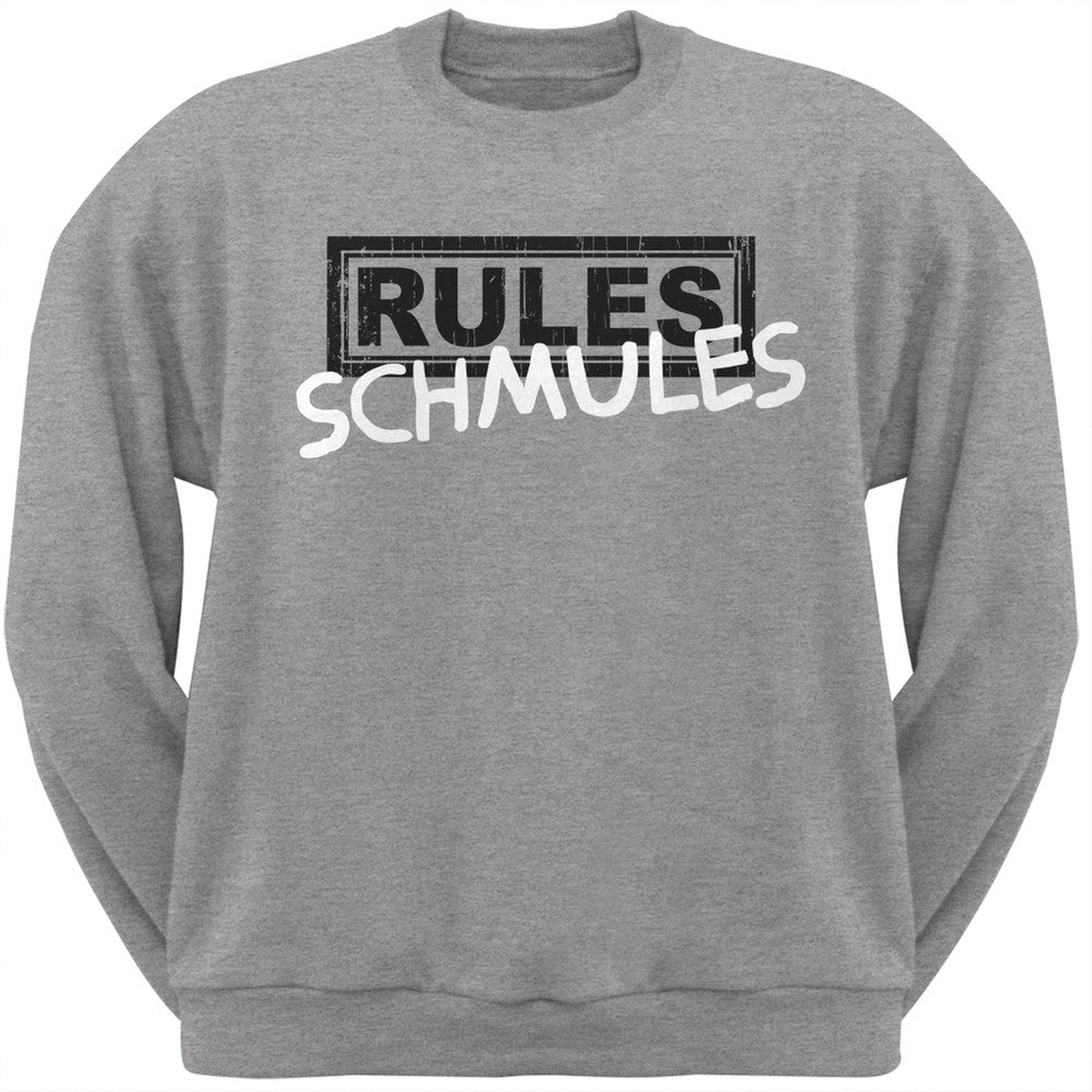 Rules Schmules Heather Grey Adult Crew Neck Sweatshirt Men's Sweatshirts Old Glory 2XL Grey