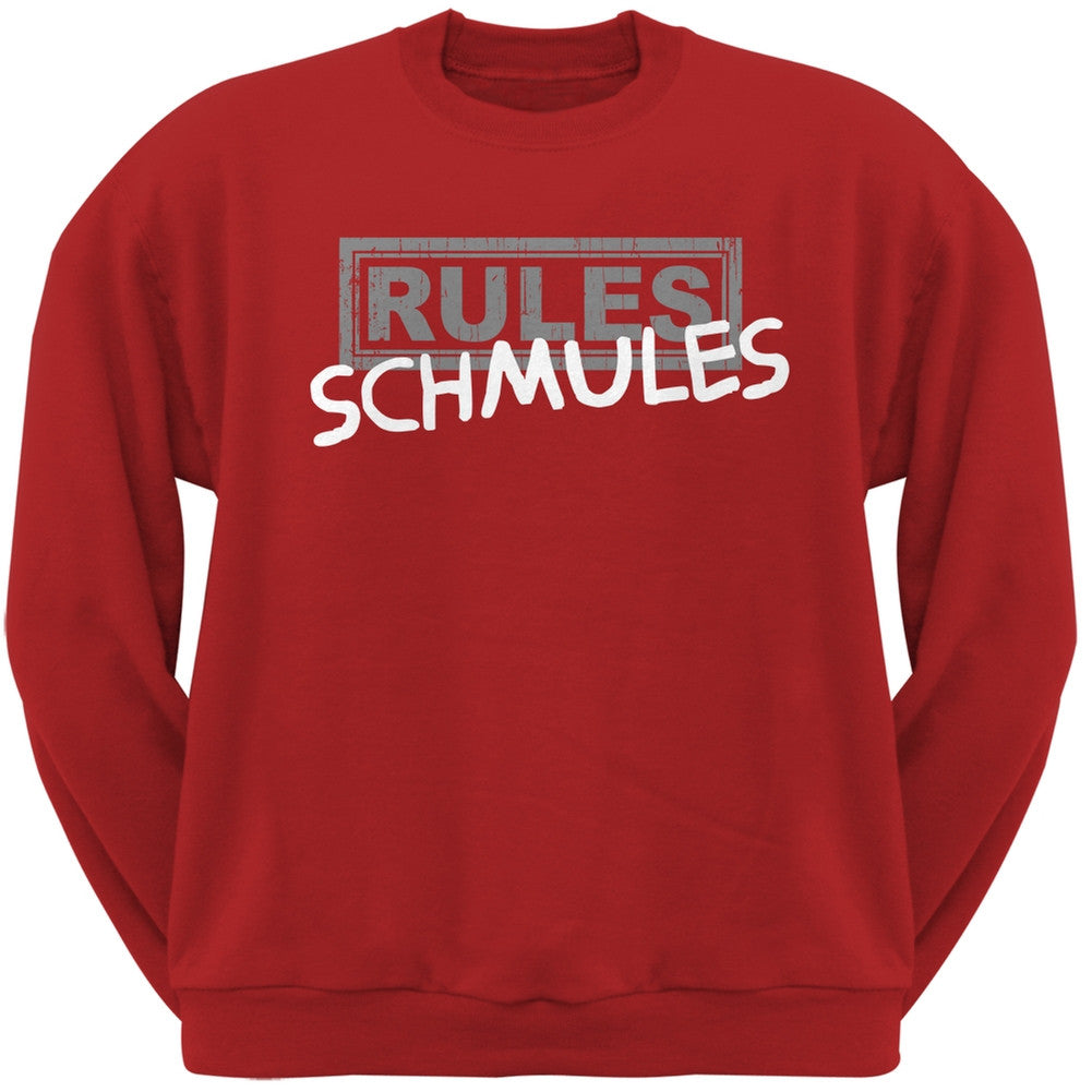 Rules Schmules Red Adult Crew Neck Sweatshirt Men's Sweatshirts Old Glory 2XL Red