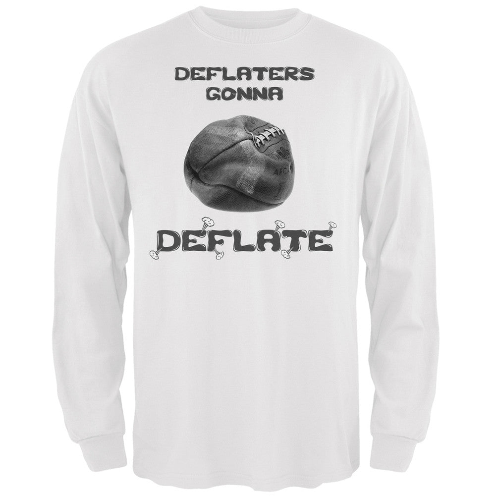 Deflaters Gonna Deflate White Adult Long Sleeve T-Shirt Men's Long Sleeves Old Glory 2XL White