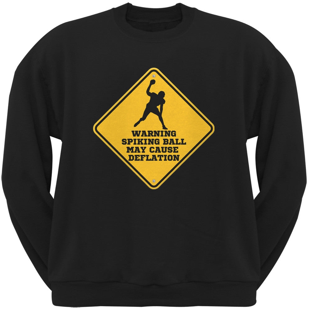 Warning Spiking Ball May Cause Deflation Black Adult Crew Neck Sweatshirt Men's Sweatshirts Old Glory 2XL Black