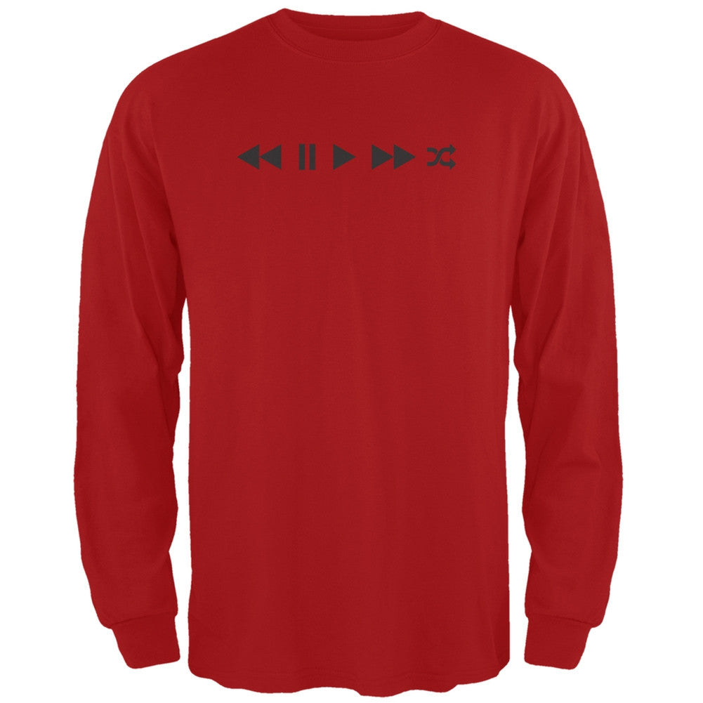 Play Buttons Red Adult Long Sleeve T-Shirt Men's Long Sleeves Old Glory 2XL Red
