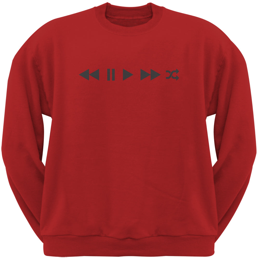 Play Buttons Red Adult Crewneck Sweatshirt Men's Sweatshirts Old Glory 2XL Red