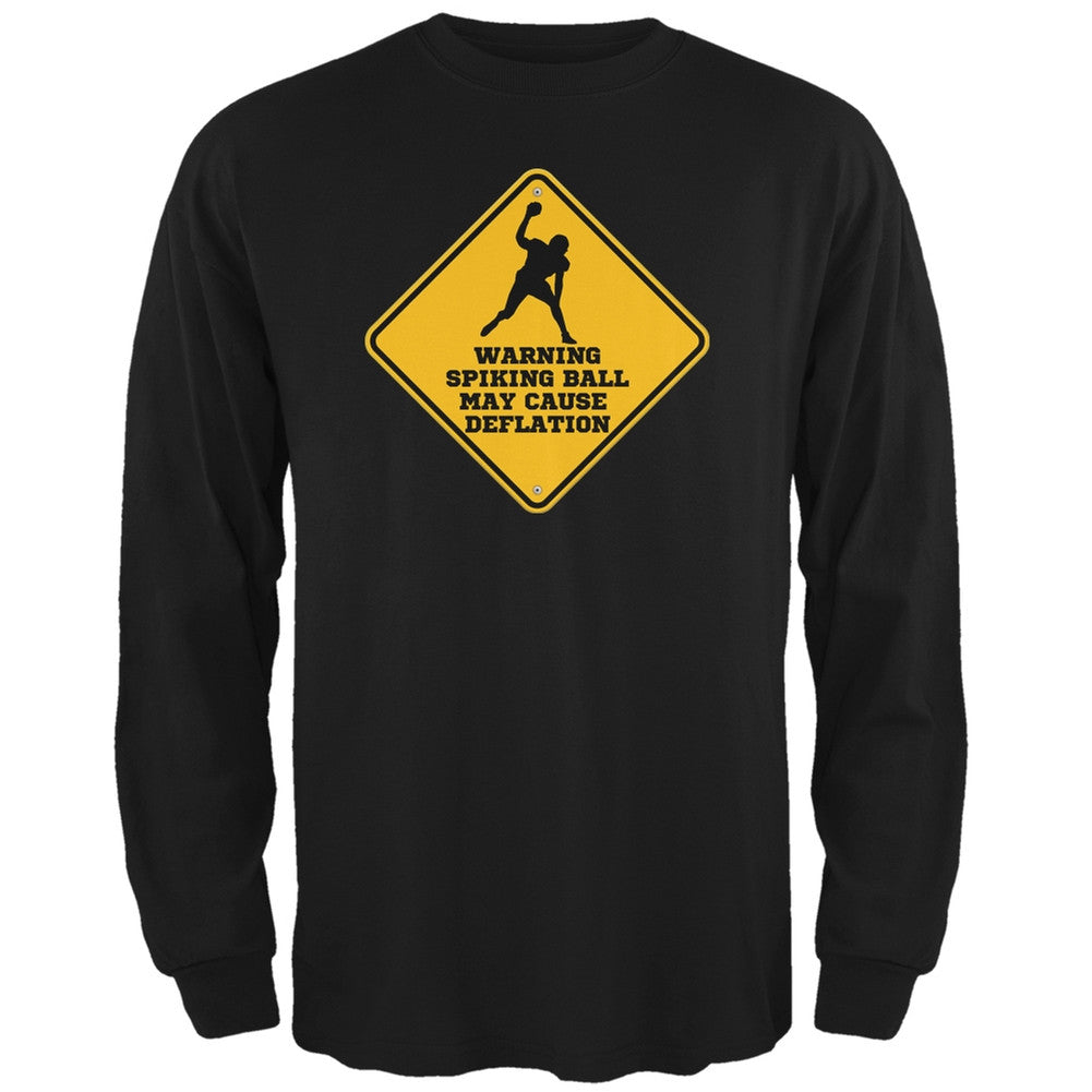 Warning Spiking Ball May Cause Deflation Black Adult Long Sleeve T-Shirt Men's Long Sleeves Old Glory 2XL Black