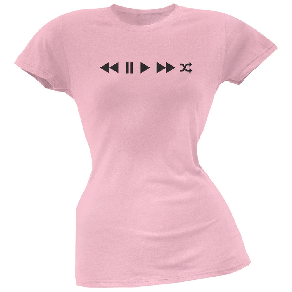 Play Buttons Light Pink Soft Juniors T-Shirt Juniors T-Shirts Old Glory LG Pink