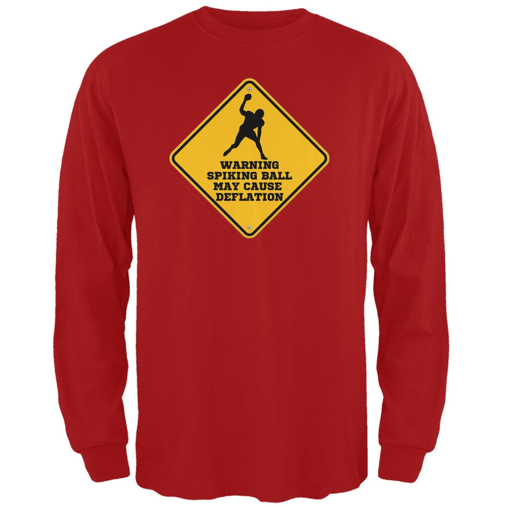 Warning Spiking Ball May Cause Deflation Red Adult Long Sleeve T-Shirt Men's Long Sleeves Old Glory 2XL Red