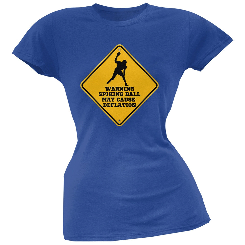Warning Spiking Ball May Cause Deflation Royal Soft Juniors T-Shirt Juniors T-Shirts Old Glory 2XL Blue