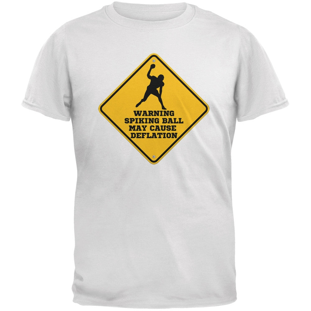 Warning Spiking Ball May Cause Deflation White Adult T-Shirt Men's T-Shirts Old Glory 2XL White