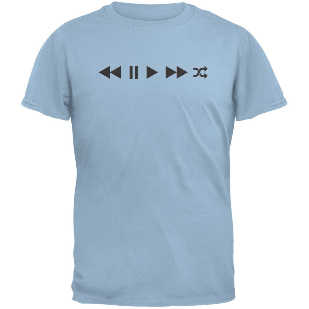 Play Buttons Light Blue Adult T-Shirt Men's T-Shirts Old Glory 2XL Blue