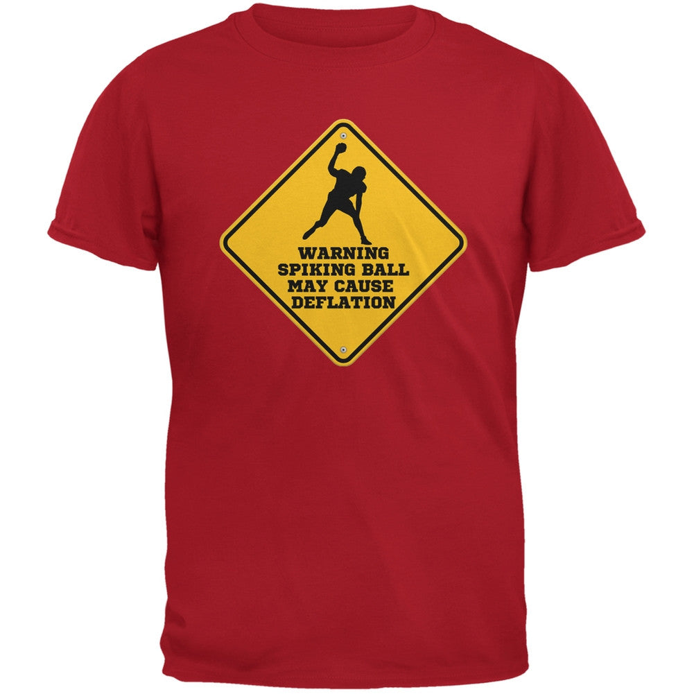 Warning Spiking Ball May Cause Deflation Red Adult T-Shirt Men's T-Shirts Old Glory 2XL Red
