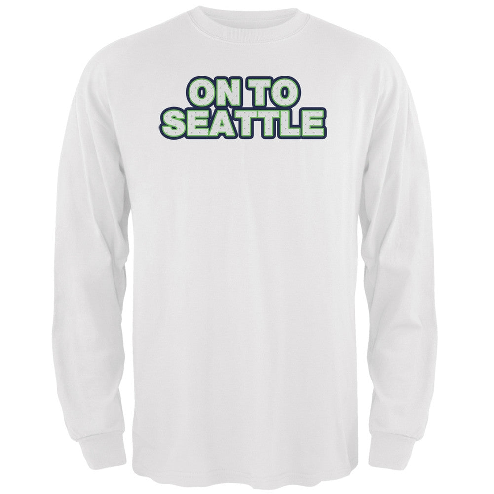 On to Seattle White Adult Long Sleeve T-Shirt Men's Long Sleeves Old Glory 2XL White