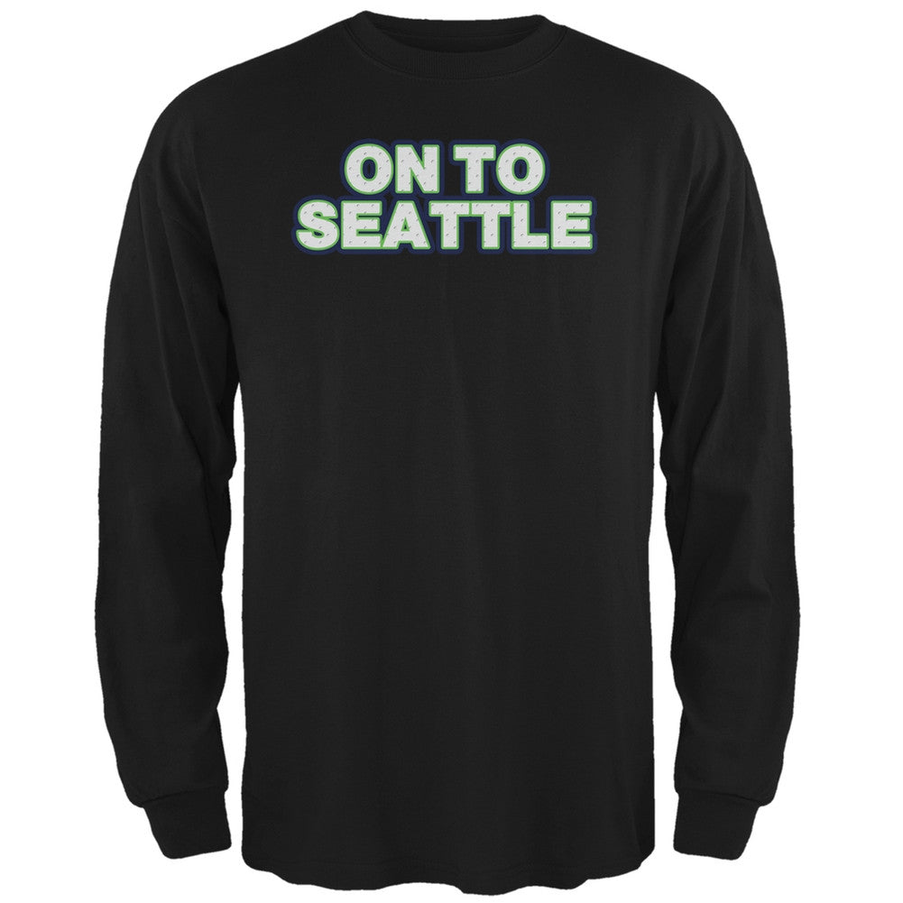 On to Seattle Black Adult Long Sleeve T-Shirt Men's Long Sleeves Old Glory 2XL Black