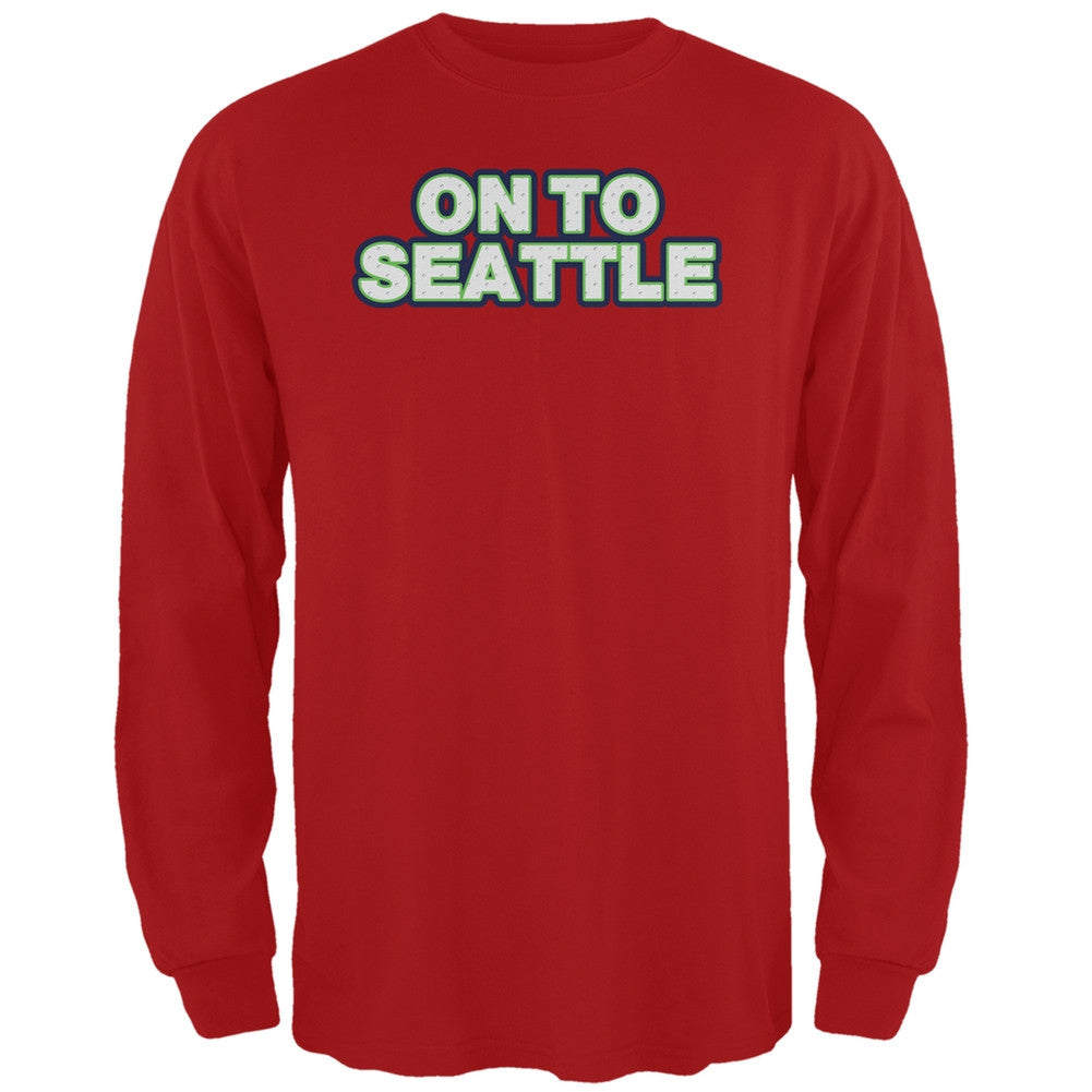 On to Seattle Red Adult Long Sleeve T-Shirt Men's Long Sleeves Old Glory 2XL Red