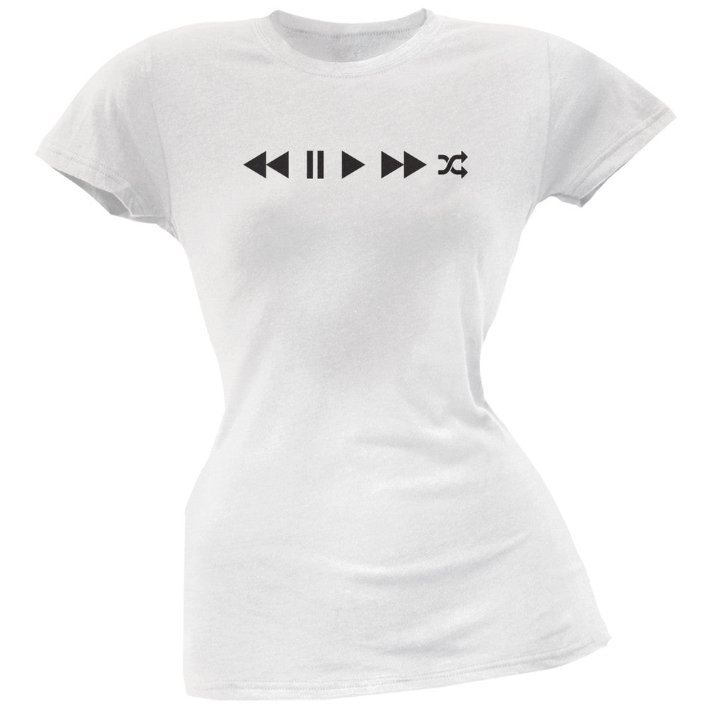 Play Buttons White Soft Juniors T-Shirt Juniors T-Shirts Old Glory 2XL White