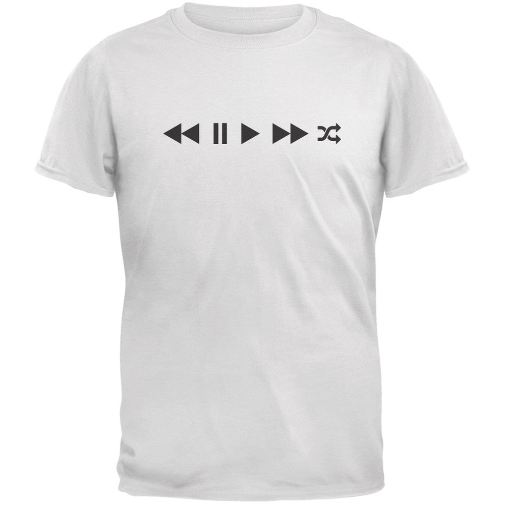 Play Buttons White Adult T-Shirt Men's T-Shirts Old Glory 2XL White