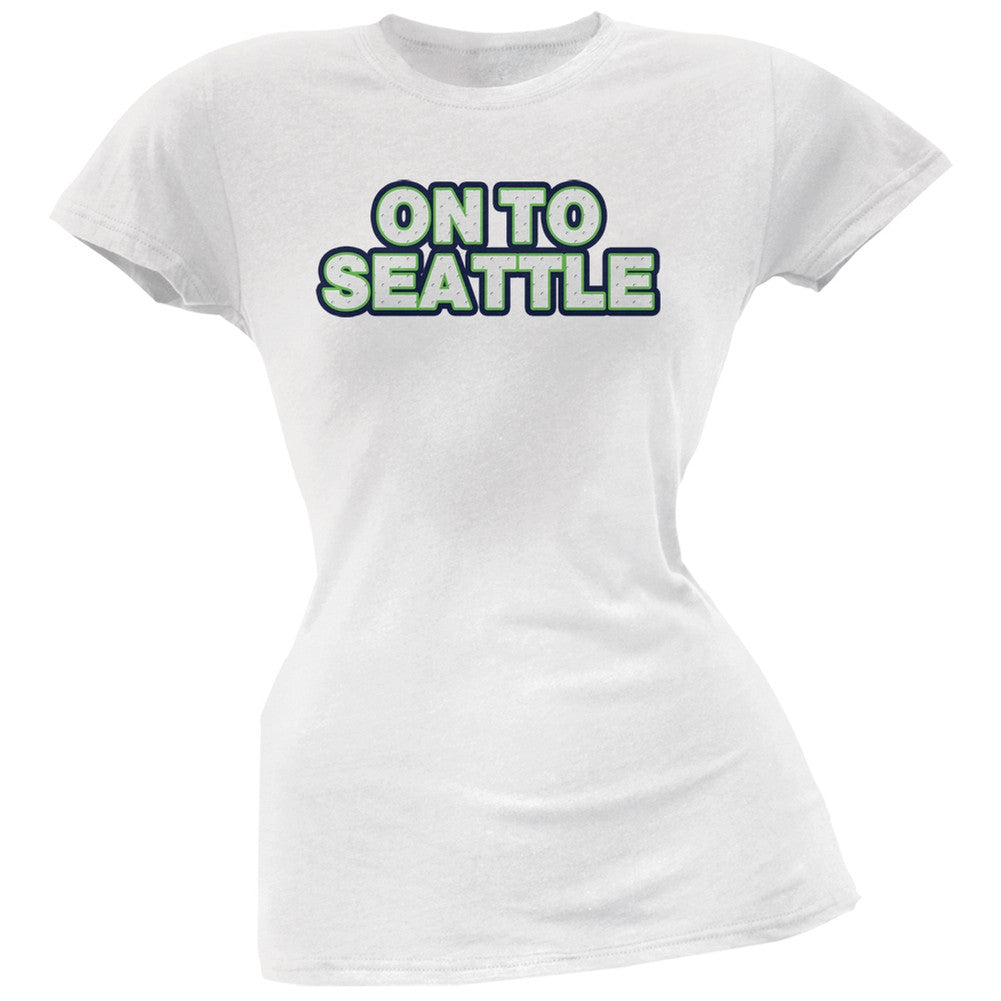 On to Seattle White Soft Juniors T-Shirt Juniors T-Shirts Old Glory 2XL White