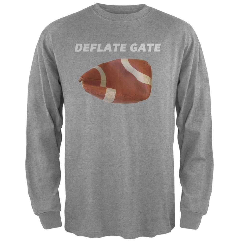 Deflate Gate Heather Grey Adult Long Sleeve T-Shirt Men's Long Sleeves Old Glory 2XL Grey