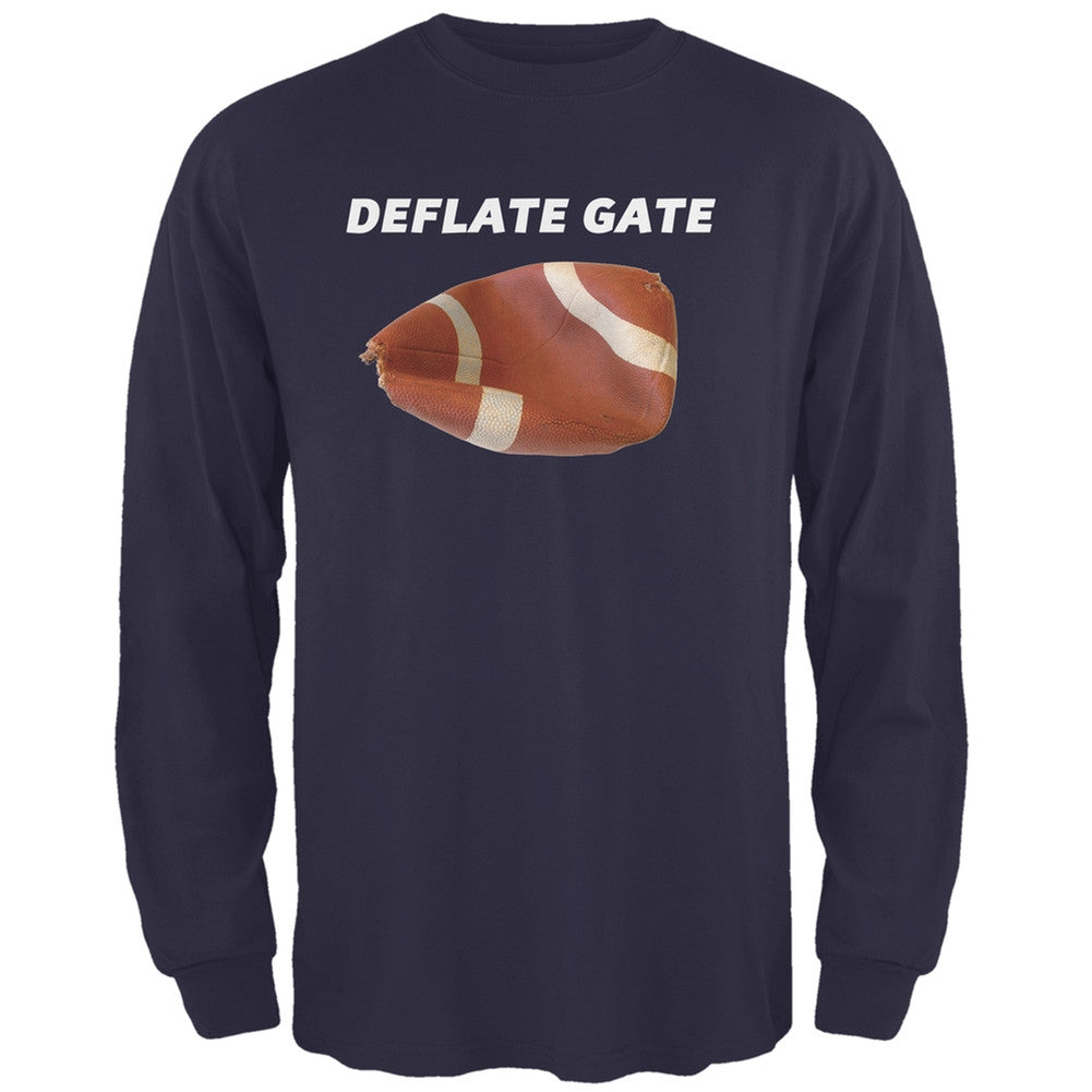 Deflate Gate Navy Adult Long Sleeve T-Shirt Men's Long Sleeves Old Glory 2XL Blue
