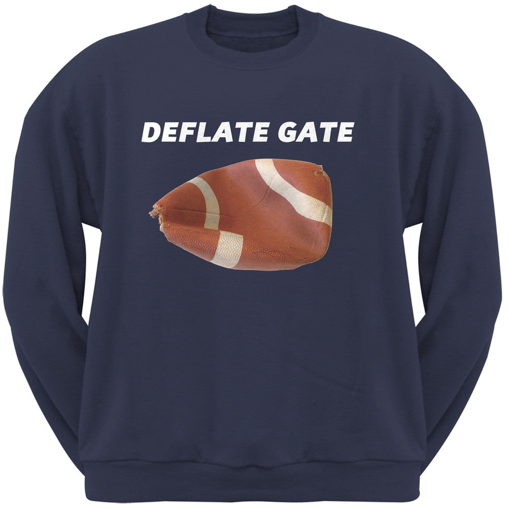 Deflate Gate Navy Adult Crew Neck Sweatshirt Men's Sweatshirts Old Glory 2XL Blue