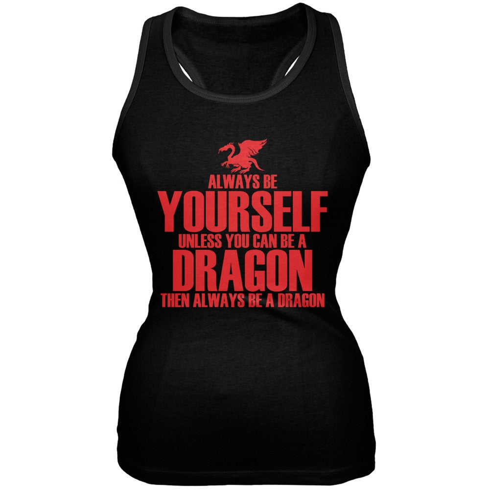 Always Be Yourself Dragon Black Juniors Soft Tank Top Juniors Tank Tops Old Glory 2XL Black