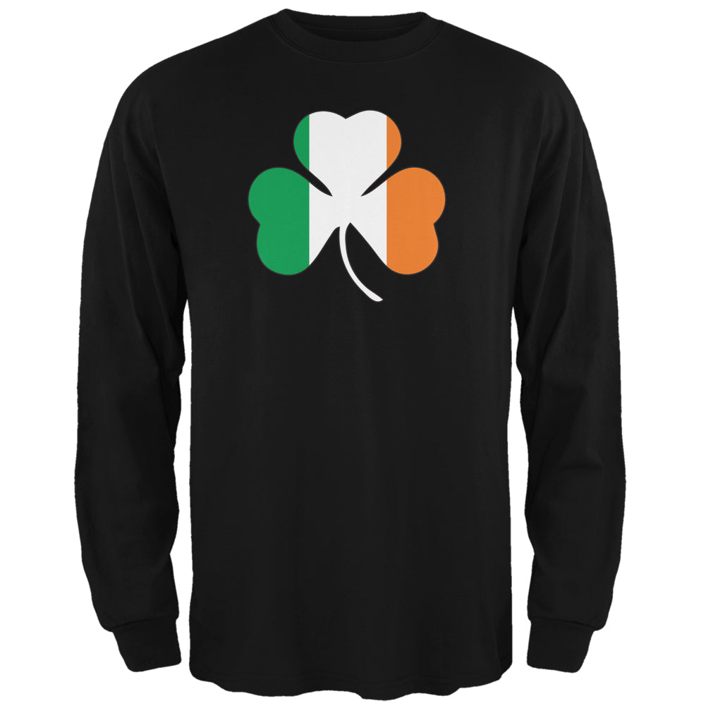 St. Patricks Day - Shamrock Flag Black Adult Long Sleeve T-Shirt Men's Long Sleeves Old Glory 2XL Black