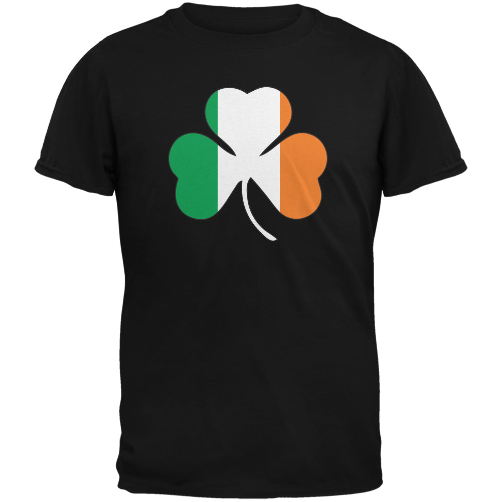 St. Patricks Day - Shamrock Flag Black Adult T-Shirt Men's T-Shirts Old Glory 2XL Black