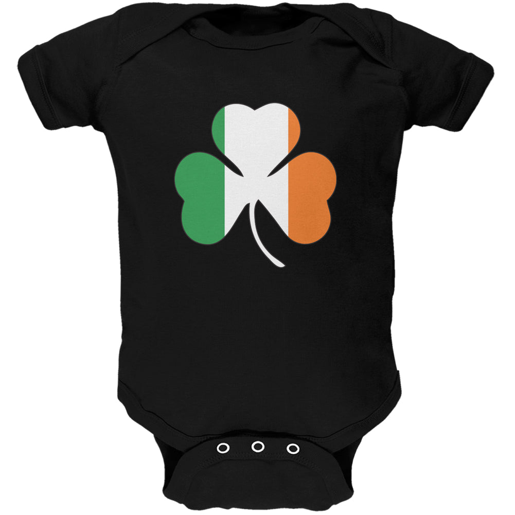 St. Patricks Day - Shamrock Flag Black Soft Baby One Piece Baby One Piece Old Glory 0-3M Black