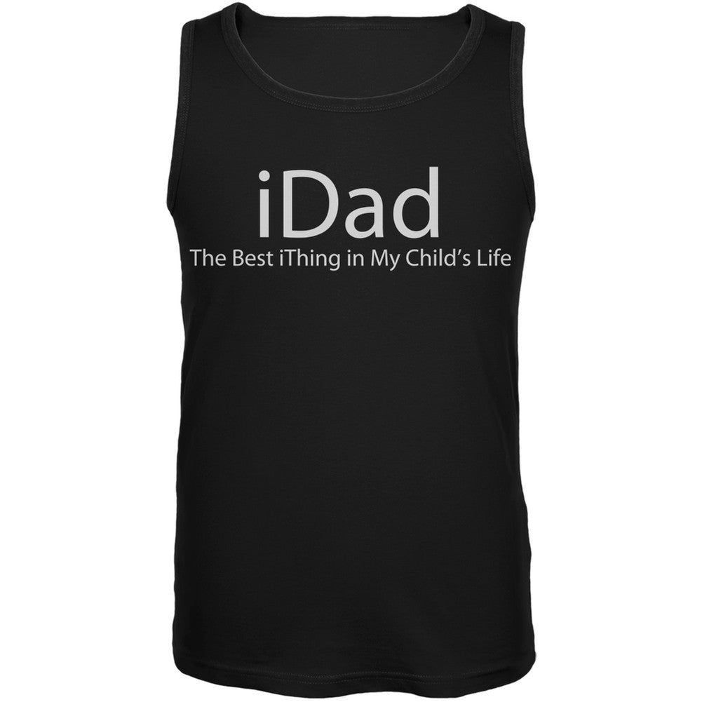 Father's Day- Funny iDad Geek Black Adult Soft Tank Top Men's Tank Tops Old Glory SM Black