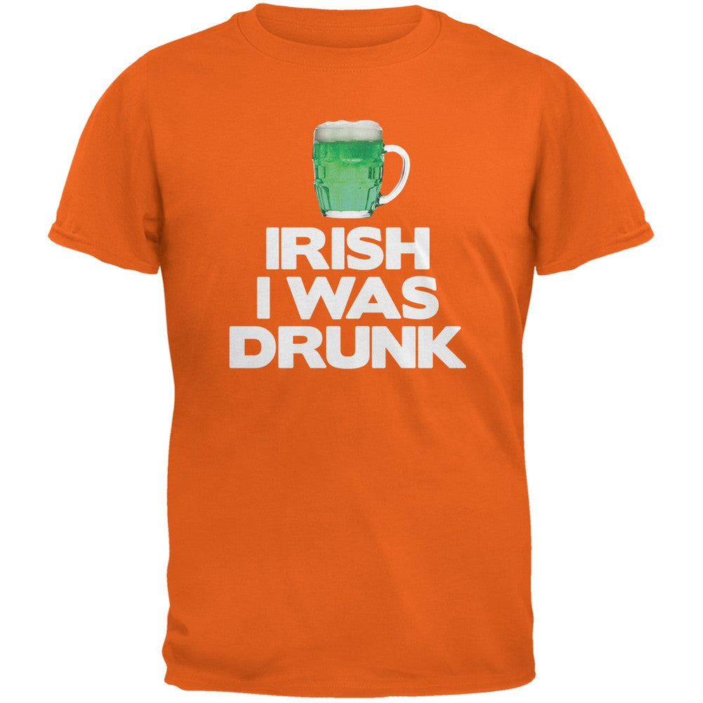 Irish I was Drunk Orange Adult T-Shirt Men's T-Shirts Old Glory SM Orange