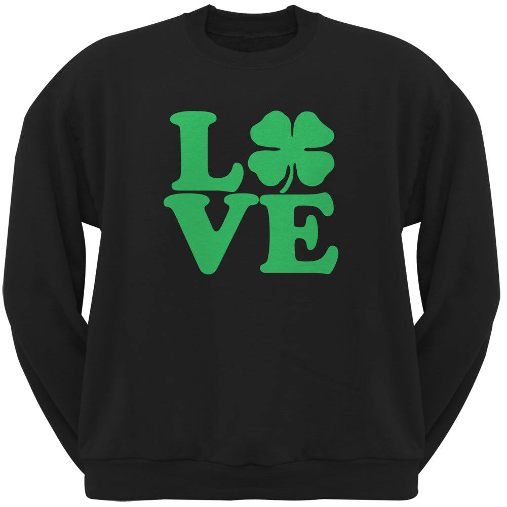 St. Patricks Day - Love Irish Shamrock Black Adult Crew Neck Sweatshirt Men's Sweatshirts Old Glory 2XL Black