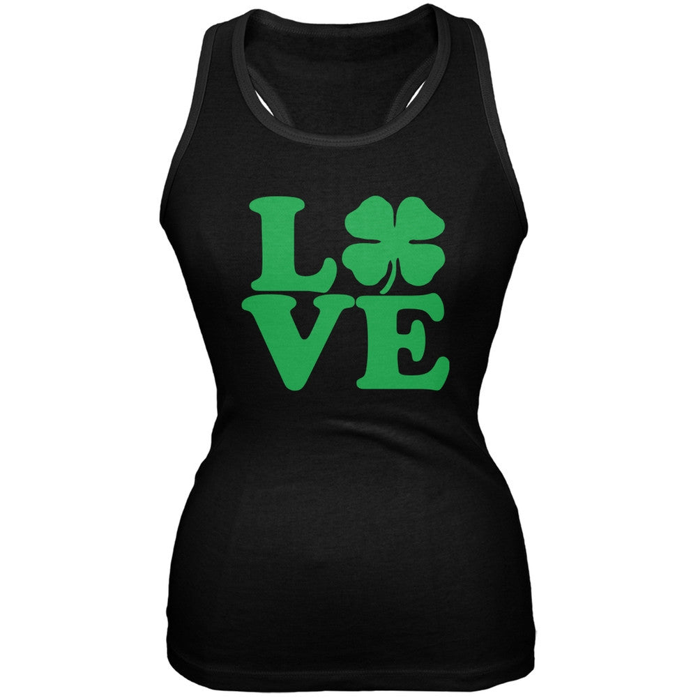 St. Patricks Day - Love Irish Shamrock Black Juniors Soft Tank Top Juniors Tank Tops Old Glory 2XL Black
