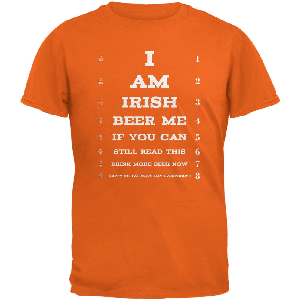 St. Patricks Day - I am Irish Eye Chart Orange Adult T-Shirt Men's T-Shirts Old Glory 2XL Orange
