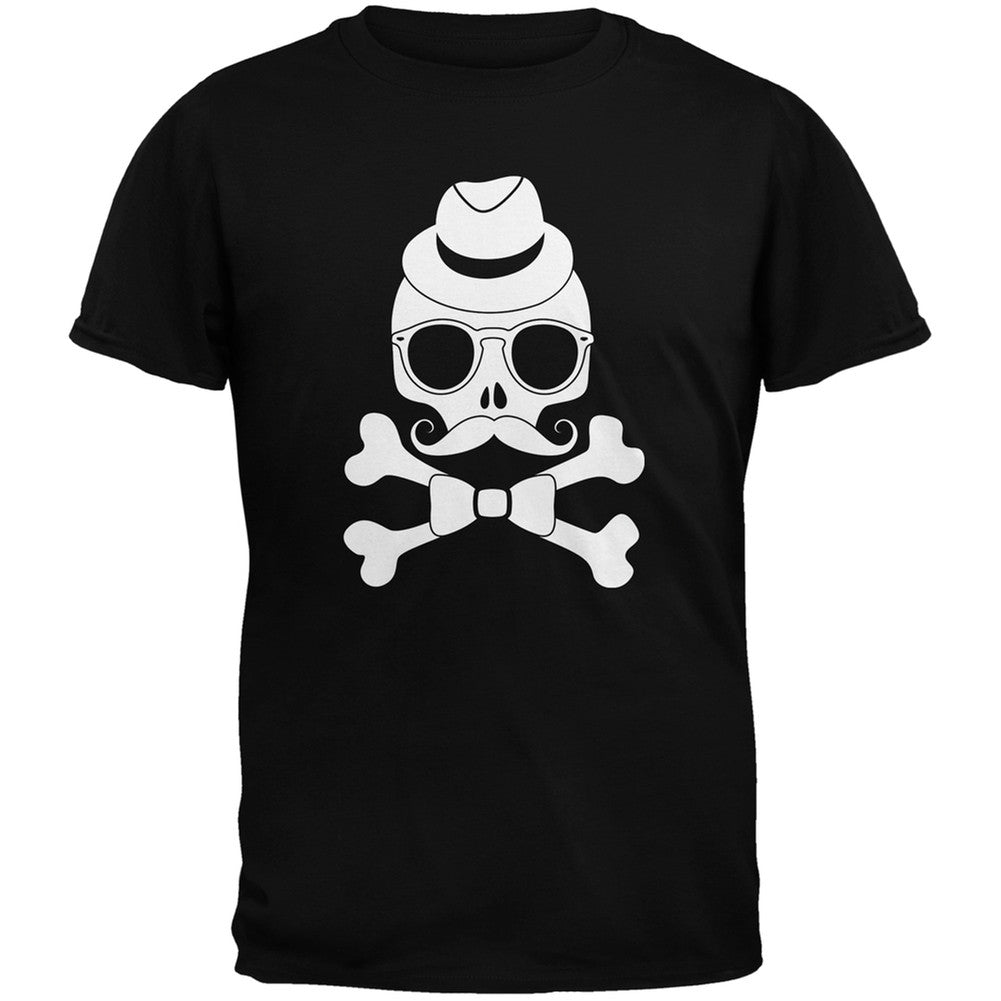 Hipster Skull And Crossbones Black Youth T-Shirt Youth T-Shirts Old Glory