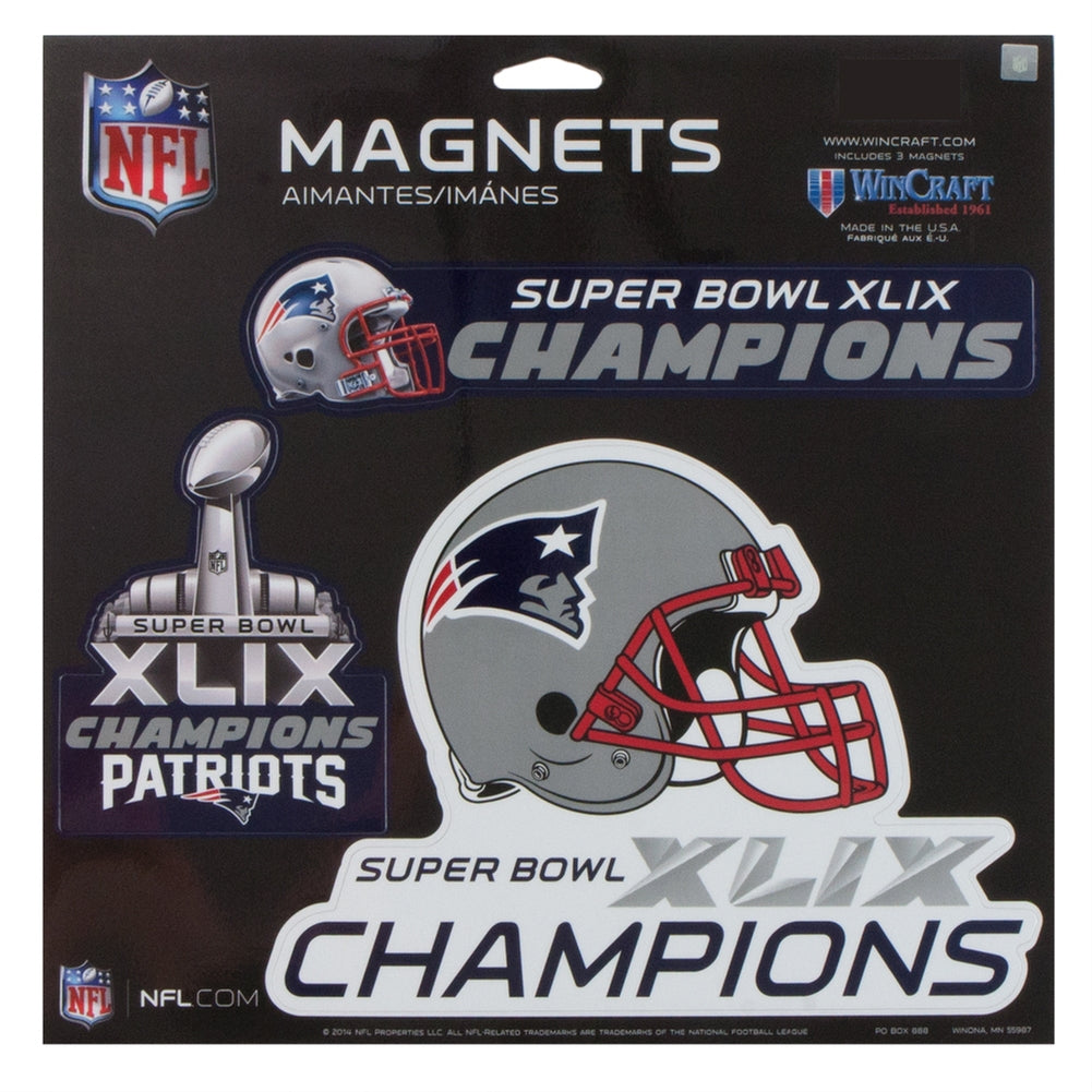 New England Patriots - Super Bowl 49 Champions Die Cut Magnet 3 Pack Set Refrigerator Magnets Old Glory OS Multicoloured