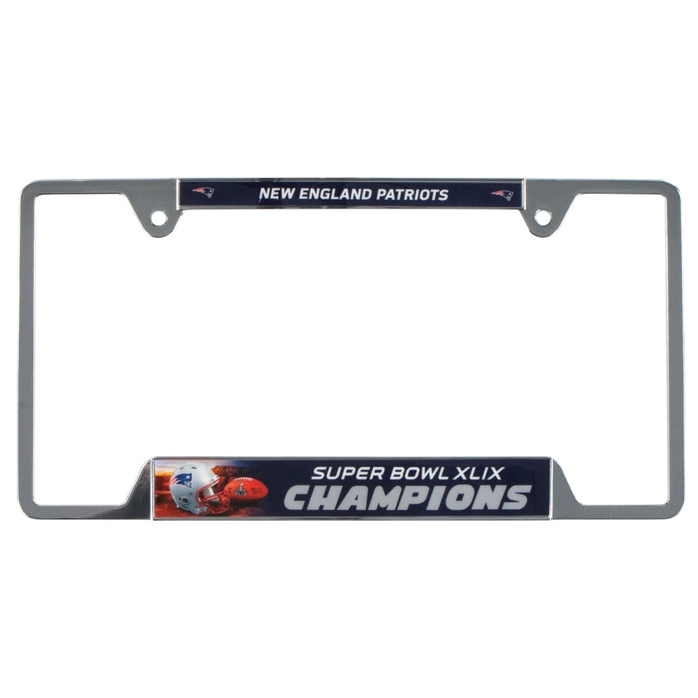 New England Patriots - Super Bowl 49 Champions Metal License Plate Frame License Plate Frames Old Glory OS Silver