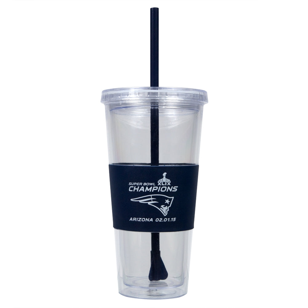 New England Patriots - Logo Super Bowl 49 Champs 22 Oz. Acrylic Tumbler With Straw Travel Mugs Old Glory OS Multicoloured