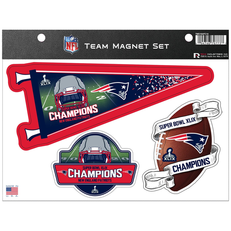 New England Patriots - Super Bowl 49 Champions Team Magnet Set Refrigerator Magnets Old Glory