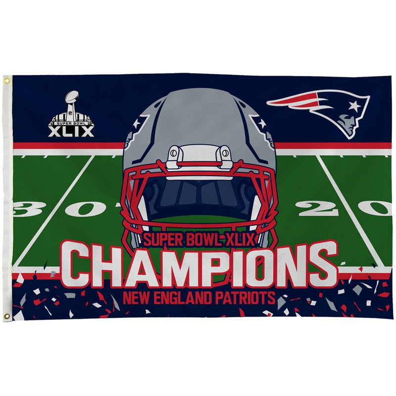 New England Patriots - Super Bowl 49 Champions Helmet & Field Collage 3x5 Flag Flags Old Glory
