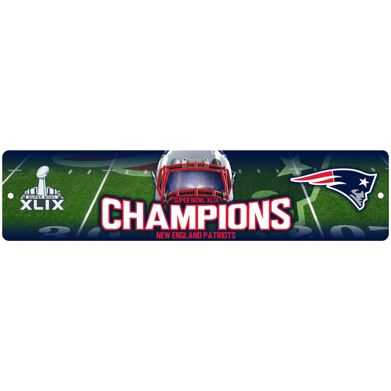 New England Patriots - Super Bowl 49 Champions Helmet & Field Collage Street Sign Signs Old Glory