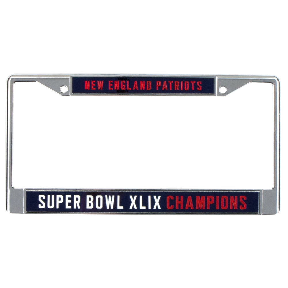New England Patriots - Super Bowl 49 Champions Laser Cut Chrome License Plate Frame License Plate Frames Old Glory OS Silver