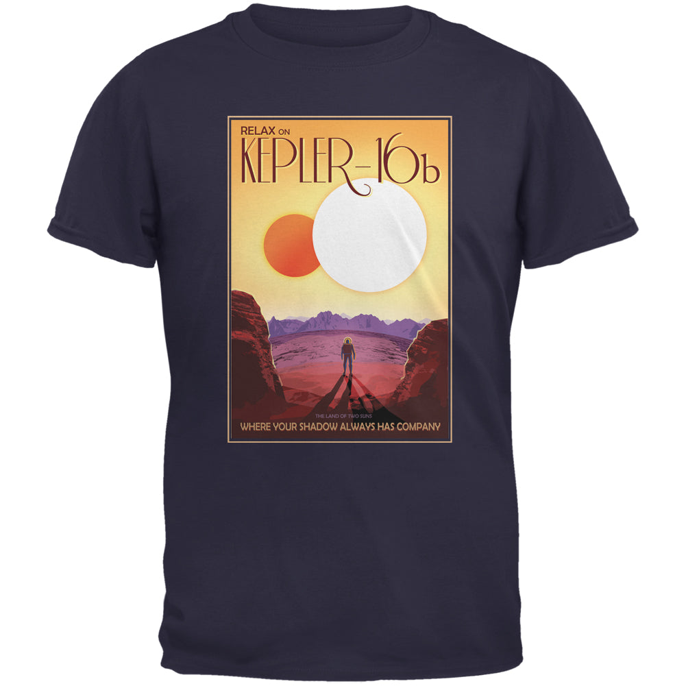 Exoplanet Keplar 16b Navy Adult T-Shirt Men's T-Shirts Old Glory 2XL Dark Blue