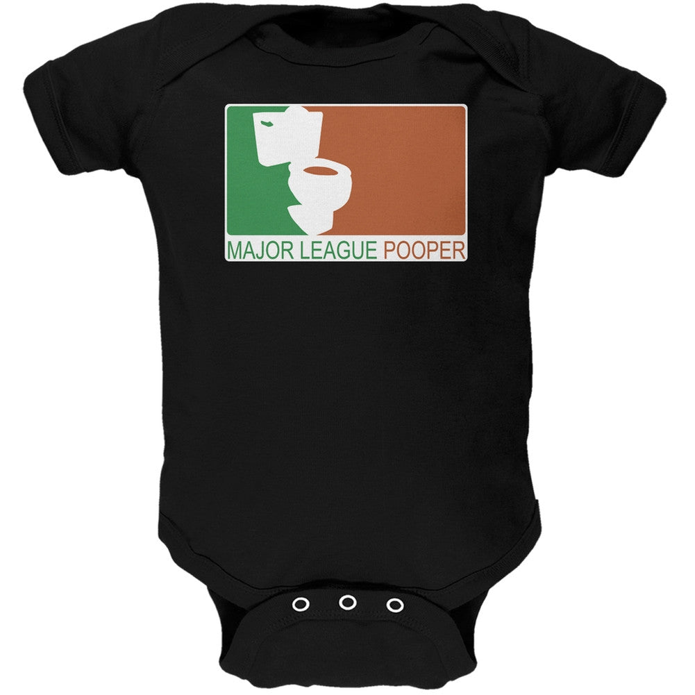 Major League Pooper Black Soft Baby One Piece Baby One Piece Old Glory